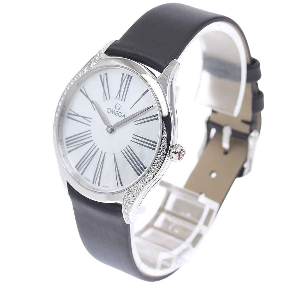 OMEGA De Ville 428.17.36.60.05.001 tresor diamond bezel White shell Dial Quartz Ladies Watch_950455