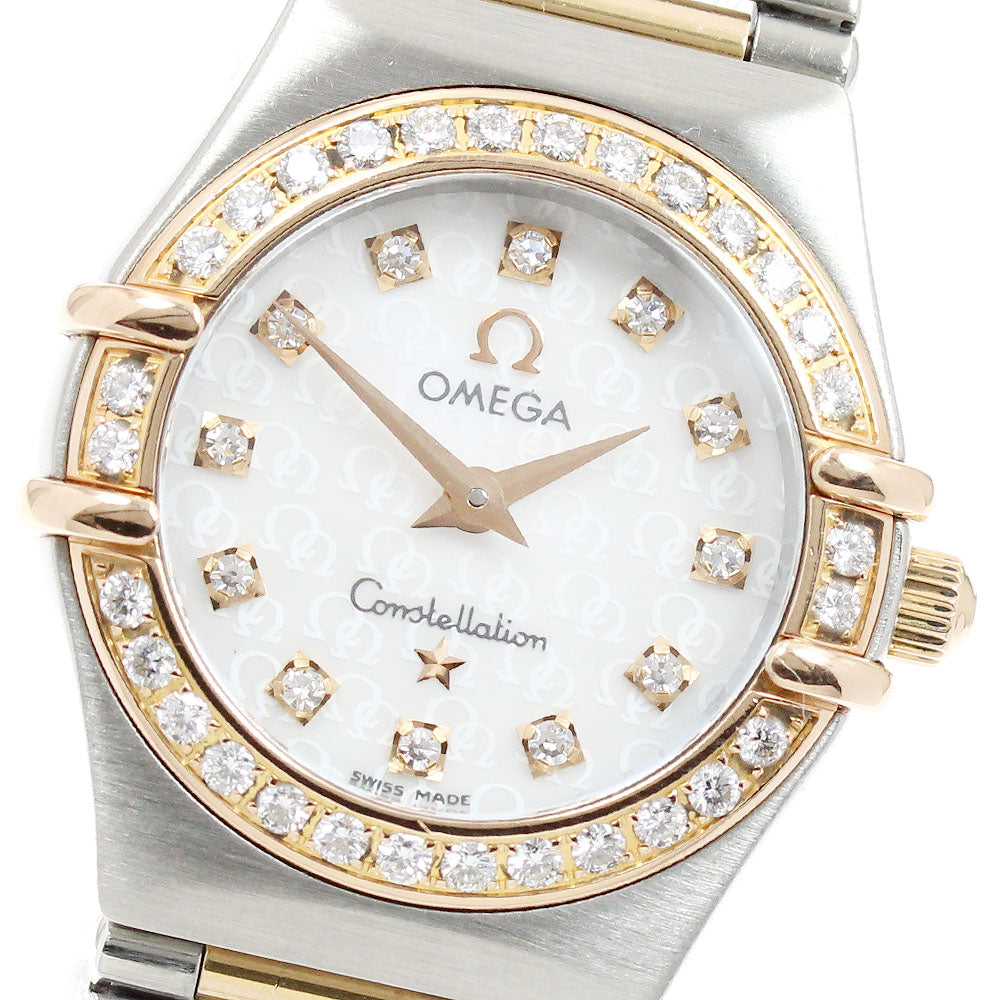 OMEGA Constellation Mini 1360.75 12P diamond bezel White shell Dial Quartz Ladies Watch_950598