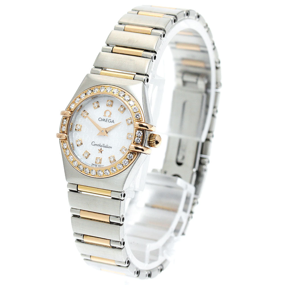 OMEGA Constellation Mini 1360.75 12P diamond bezel White shell Dial Quartz Ladies Watch_950598
