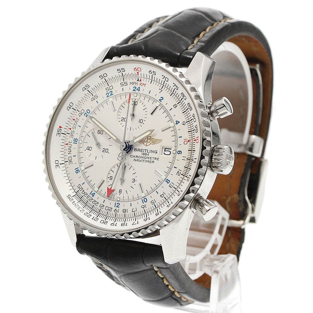 BREITLING Navitimer World A24322 Chronograph GMT Silver Dial Automatic Men's Watch_950613