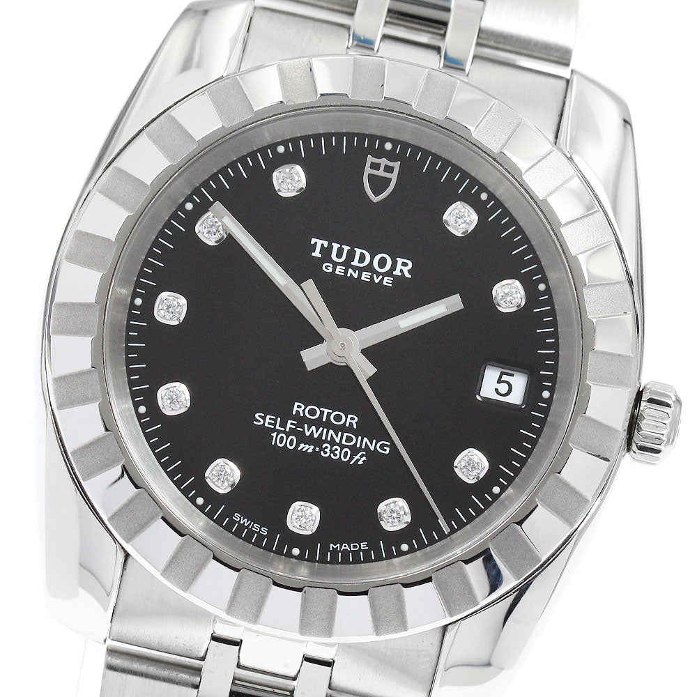 TUDOR Classic 21010 Date 10P diamond black Dial Automatic Men's Watch_950627