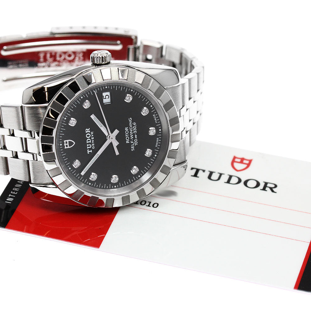 TUDOR Classic 21010 Date 10P diamond black Dial Automatic Men's Watch_950627