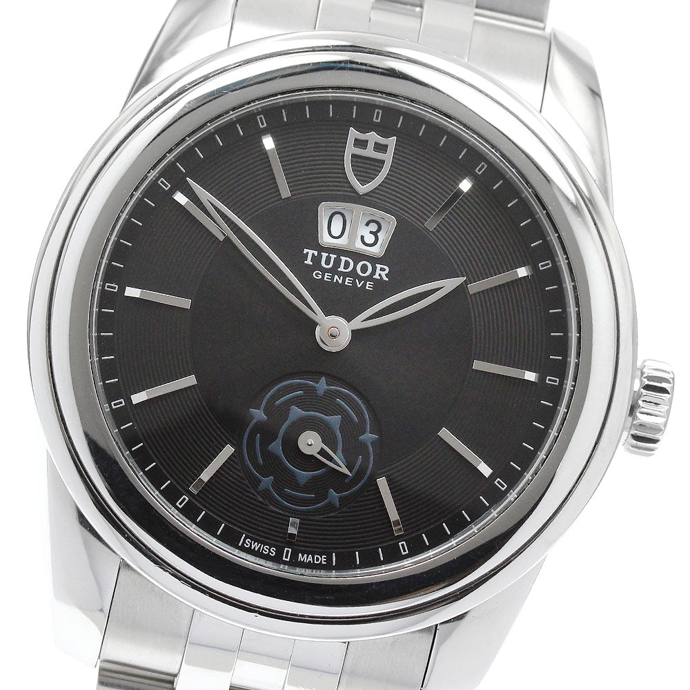 TUDOR Glamour 57000 Double date black Dial Automatic Men's Watch_950628