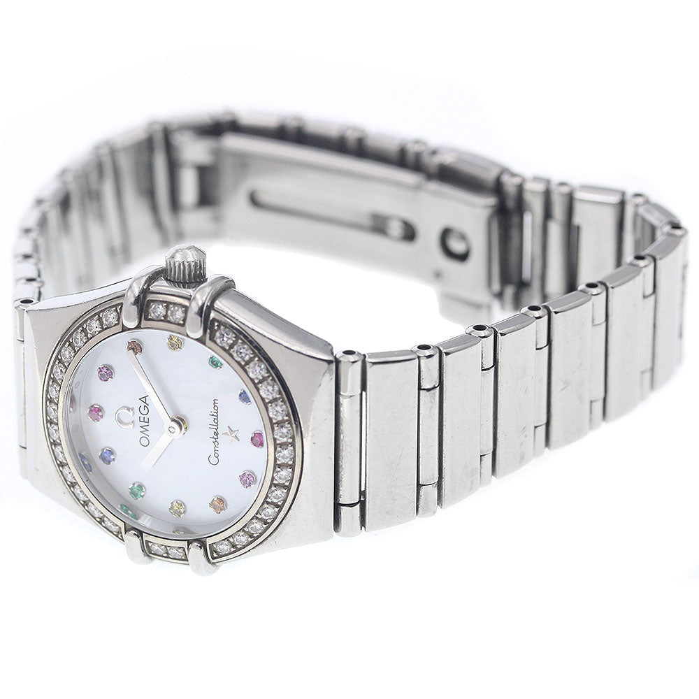 OMEGA Constellation Iris Mini 1460.79 Color Stone 12P Diamond Bezel White shell Dial Quartz Ladies Watch_950652