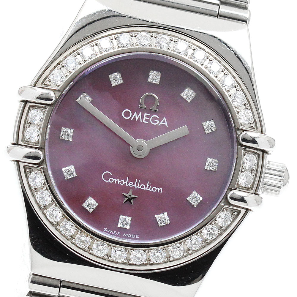 OMEGA Constellation Mini My Choice 1457.78 Diamond Bezel 12P Diamond Purple shell Dial Quartz Ladies Watch_950659
