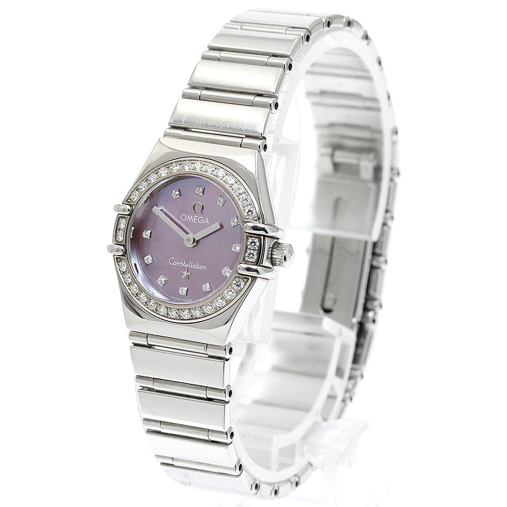 OMEGA Constellation Mini My Choice 1457.78 Diamond Bezel 12P Diamond Purple shell Dial Quartz Ladies Watch_950659