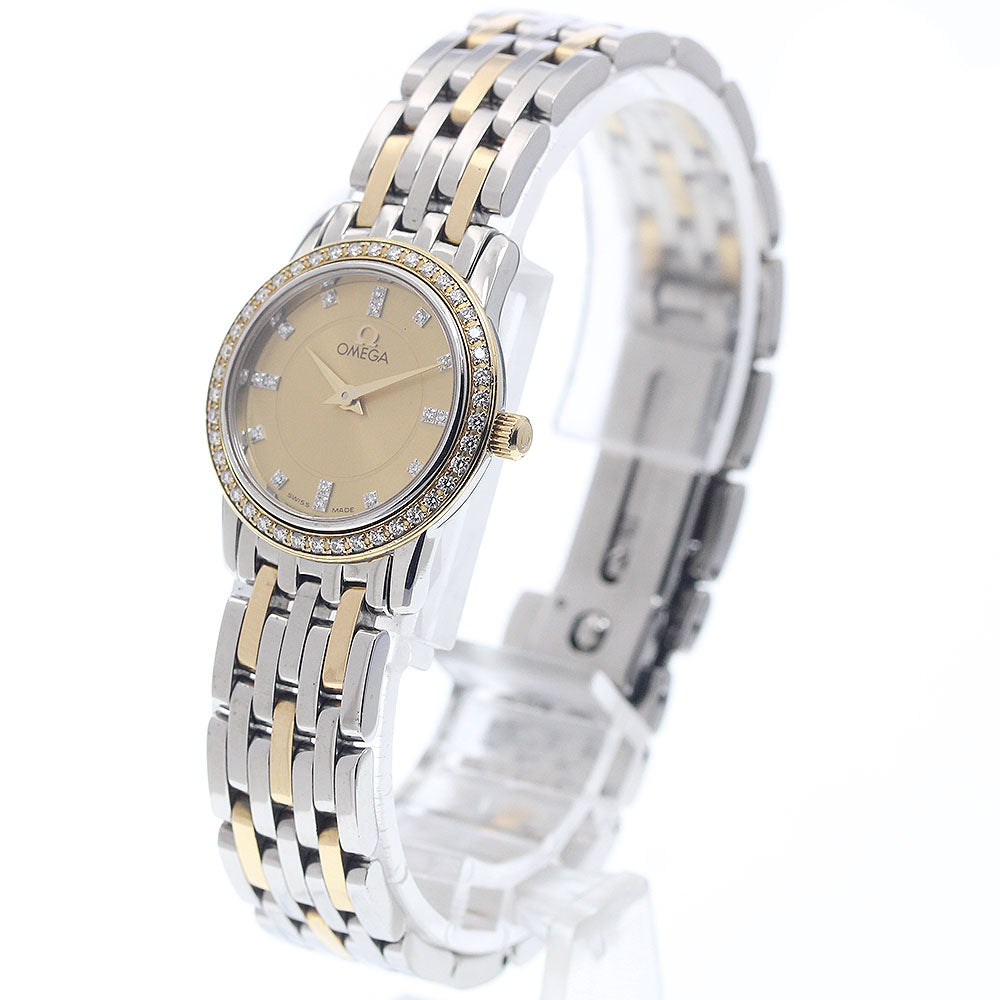 OMEGA De Ville 4375.15 Diamond YG2 tone Gold Dial Quartz Ladies Watch_950669