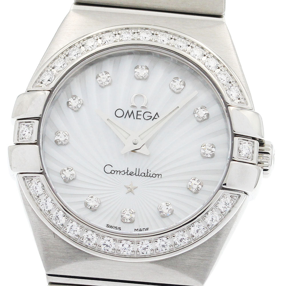 OMEGA Constellation polish 123.15.24.60.55.00﻿4 12P Diamond Bezel Mother-of-Pearl Dial White shell Dial Quartz Ladies Watch_950670