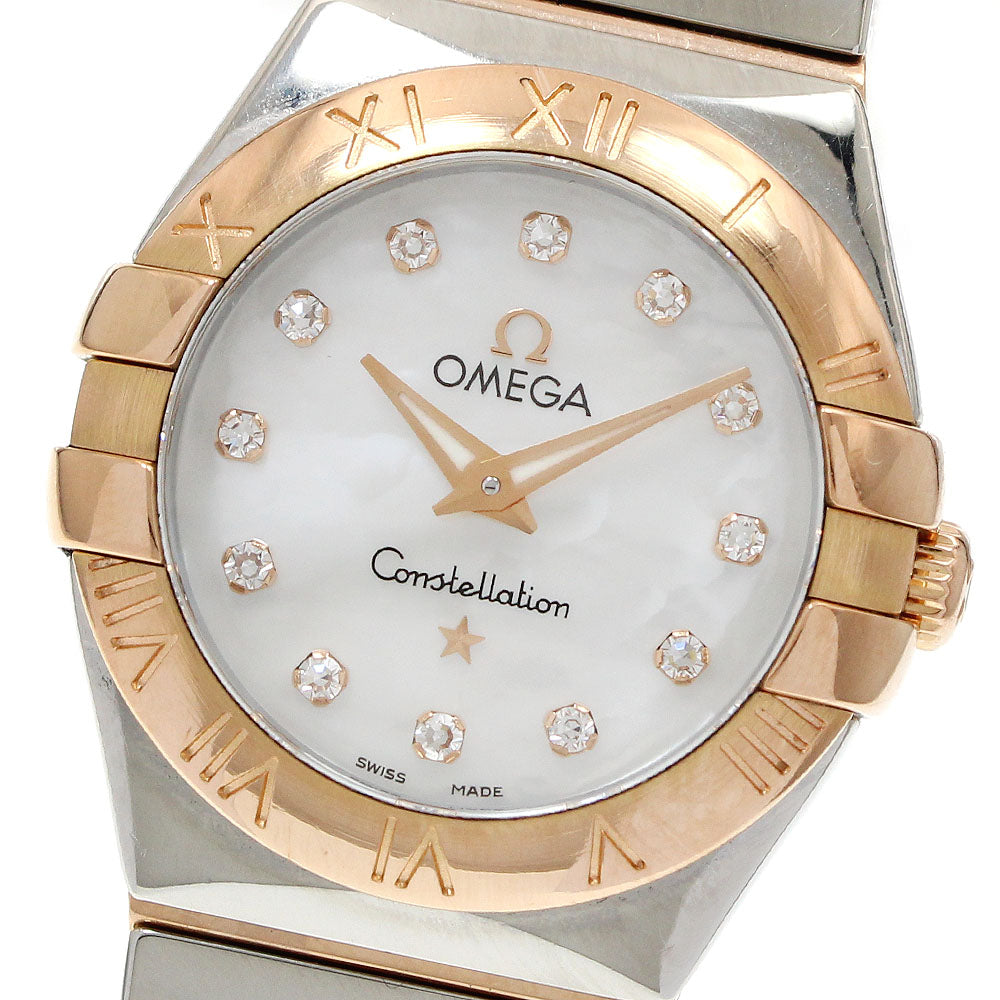 OMEGA Constellation Blush 123.20.24.60.55.001 12P diamond White shell Dial Quartz Ladies Watch_950685
