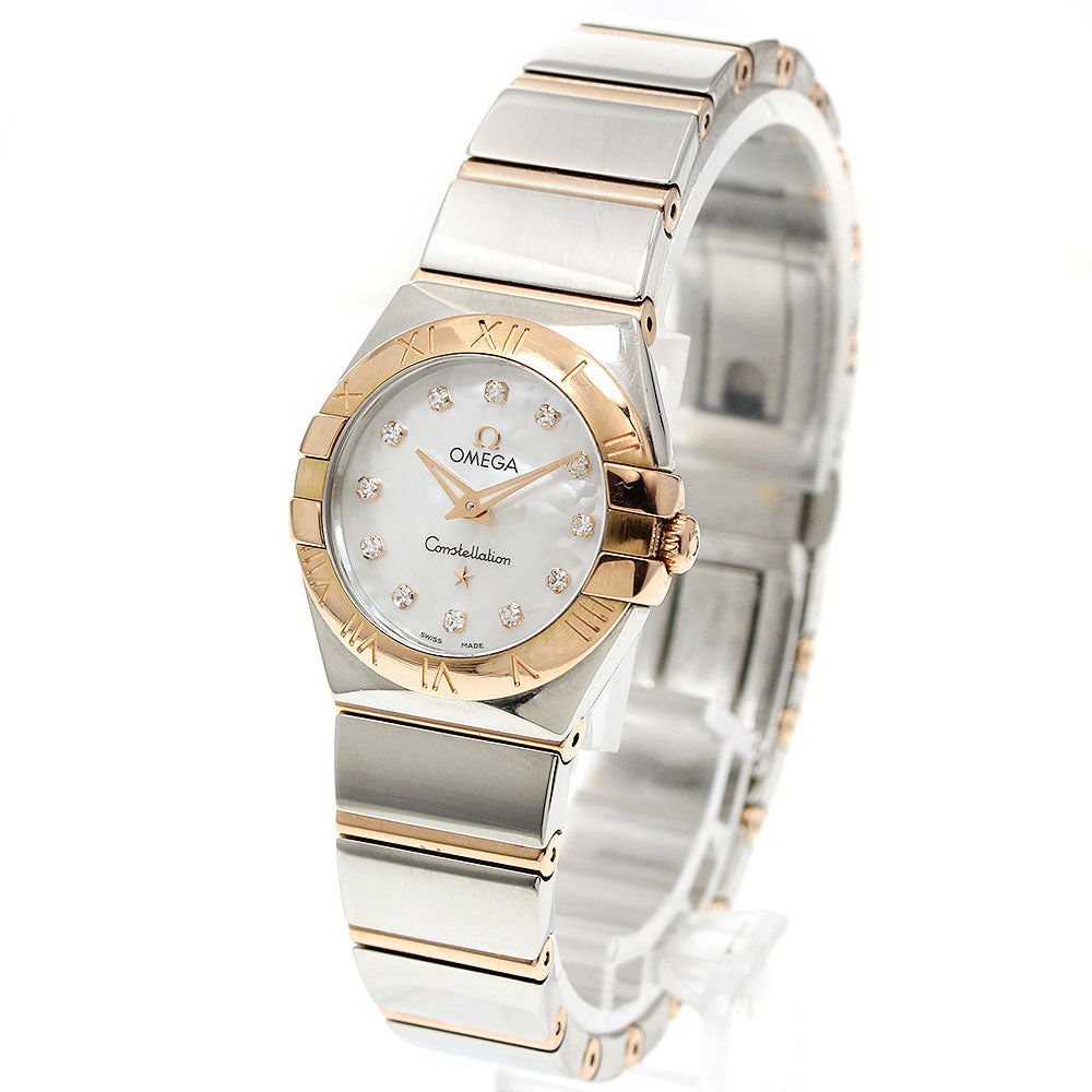 OMEGA Constellation Blush 123.20.24.60.55.001 12P diamond White shell Dial Quartz Ladies Watch_950685