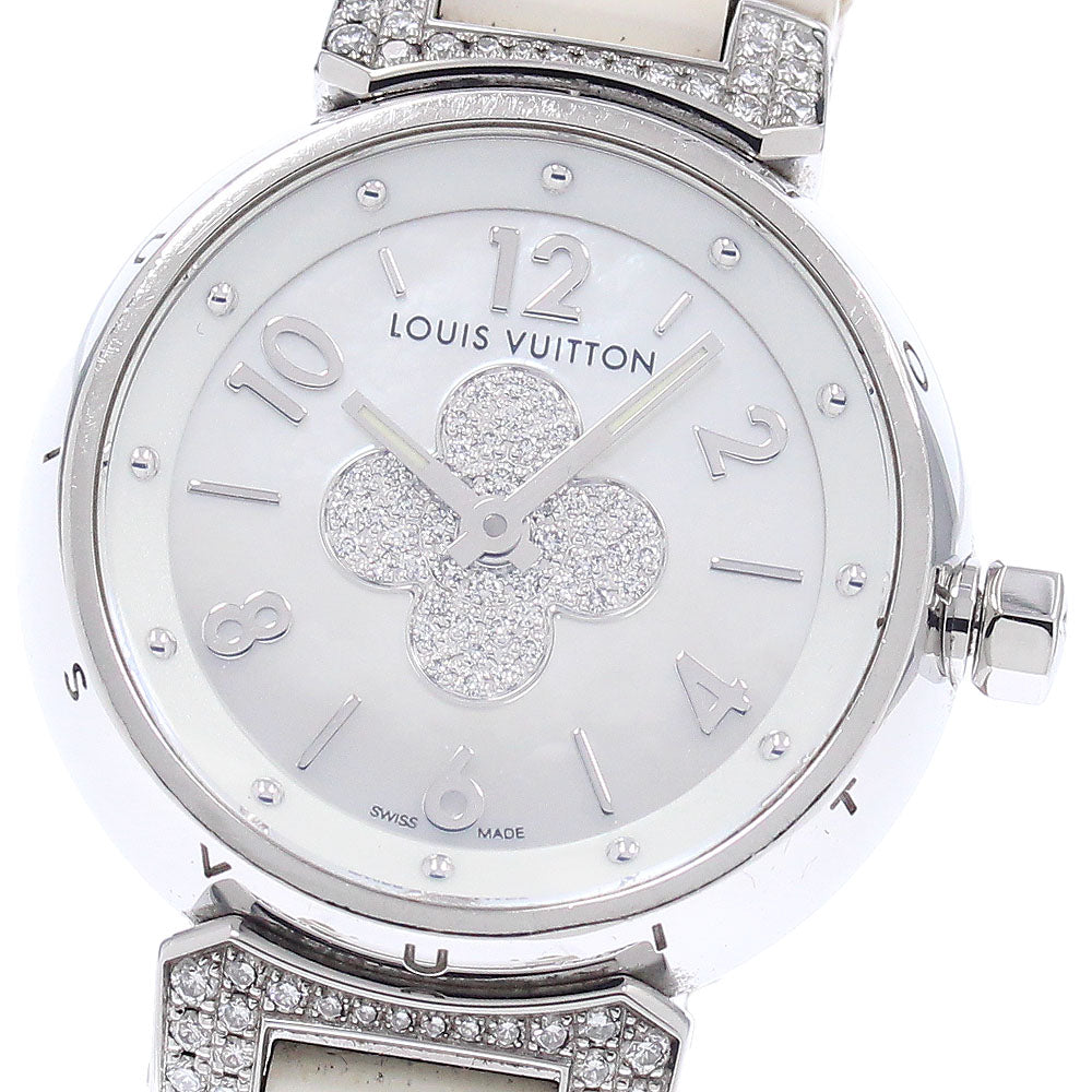 LOUIS VUITTON Tambour Forever Q121P Rug diamond White shell Dial Quartz Ladies Watch_950780