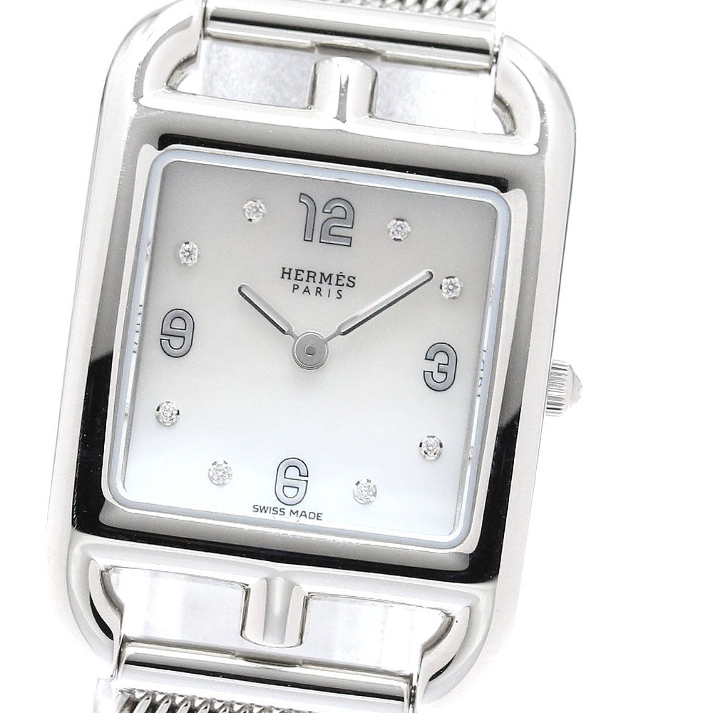 HERMES Cape Cod CC1.210a 8P diamond White shell Dial Quartz Ladies Watch_950797