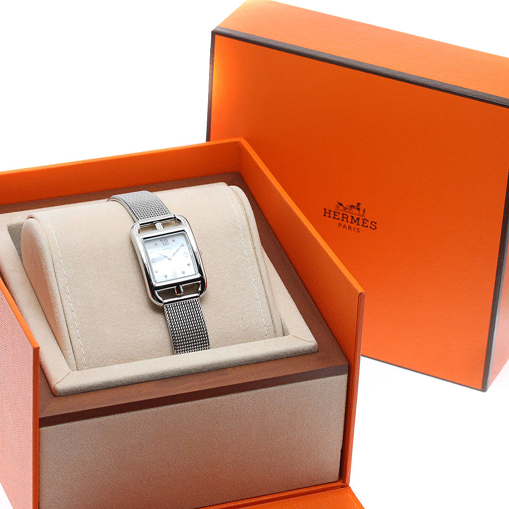 HERMES Cape Cod CC1.210a 8P diamond White shell Dial Quartz Ladies Watch_950797