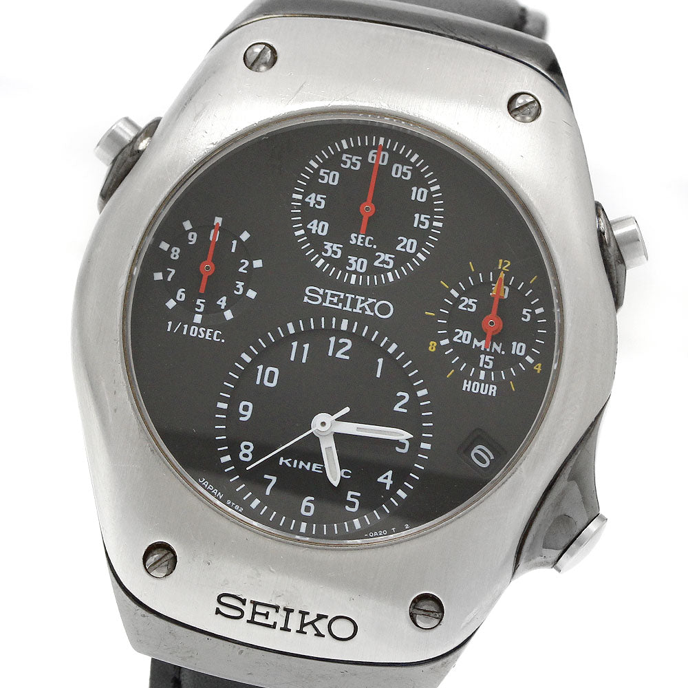SEIKO Kinetic 9T82-0A30 Chronograph black Dial Auto quartz Men's Watch_950830