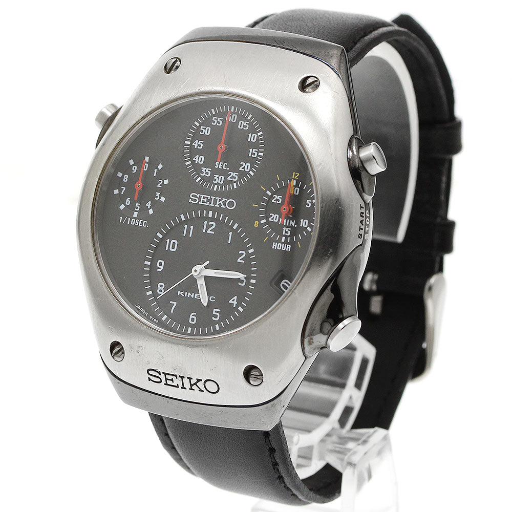 SEIKO Kinetic 9T82-0A30 Chronograph black Dial Auto quartz Men's Watch_950830