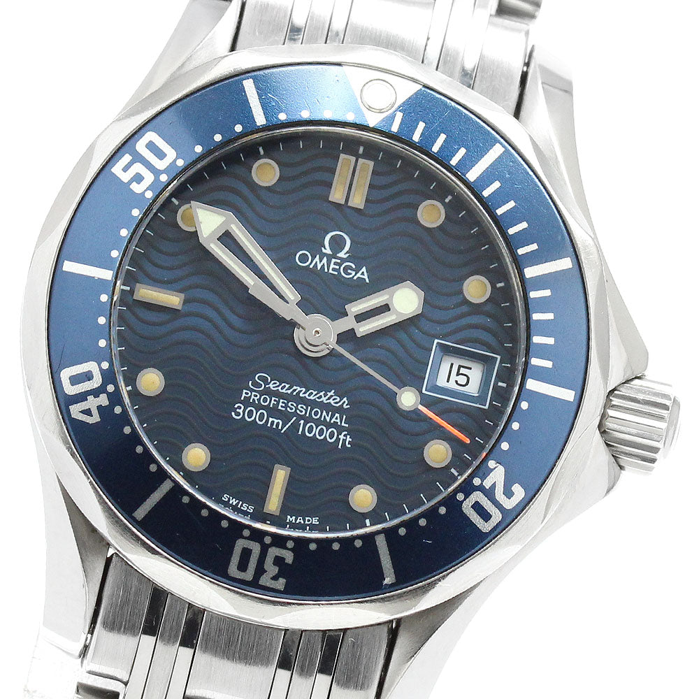 OMEGA Seamaster300 2583.80 Date Navy Dial Quartz Ladies Watch_950874