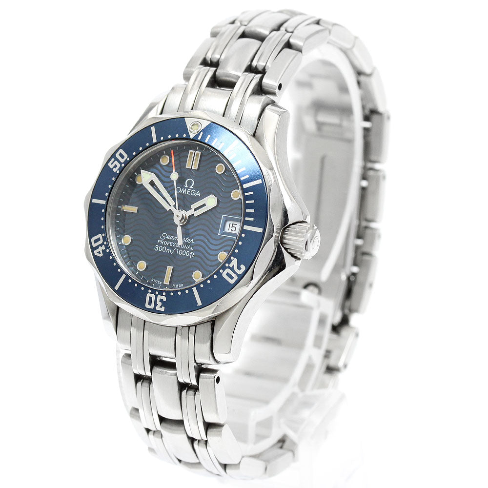 OMEGA Seamaster300 2583.80 Date Navy Dial Quartz Ladies Watch_950874