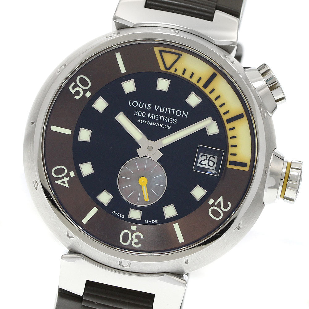 LOUIS VUITTON Tambour Diving Q1031 Date Black / shell Dial Automatic Men's Watch_950928