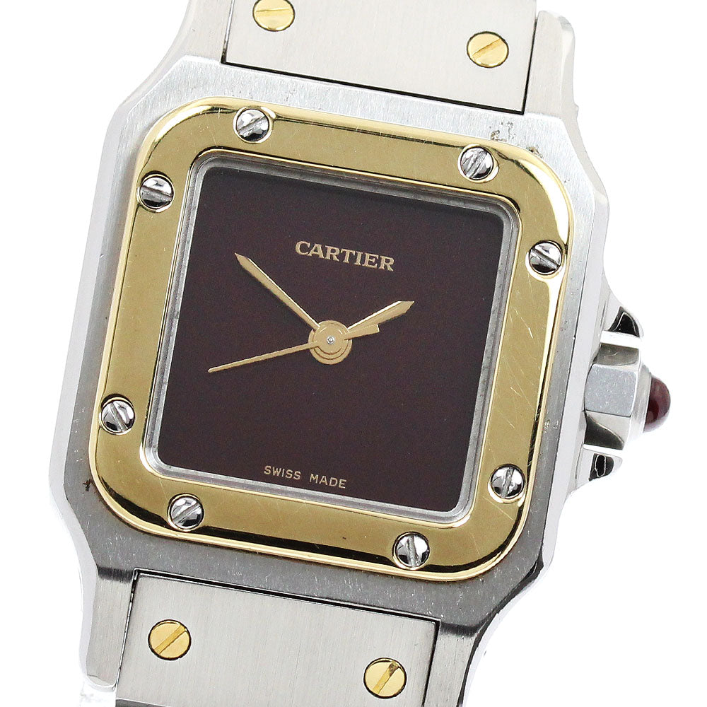 CARTIER Santos Galbe SM YG bezel Red Dial Automatic Ladies Watch_950969