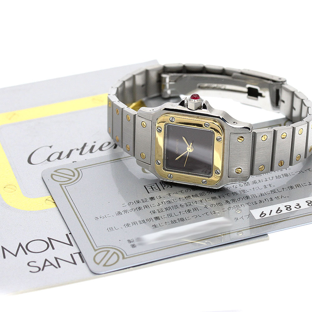 CARTIER Santos Galbe SM YG bezel Red Dial Automatic Ladies Watch_950969