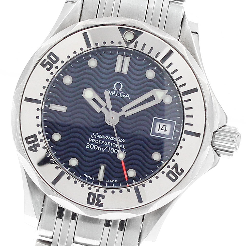 OMEGA Seamaster300 2582.80 Date Navy Dial Quartz Ladies Watch_950995