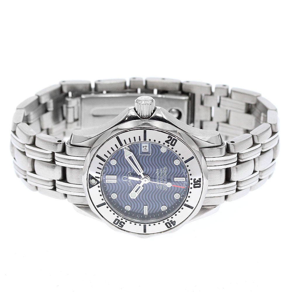 OMEGA Seamaster300 2582.80 Date Navy Dial Quartz Ladies Watch_950995