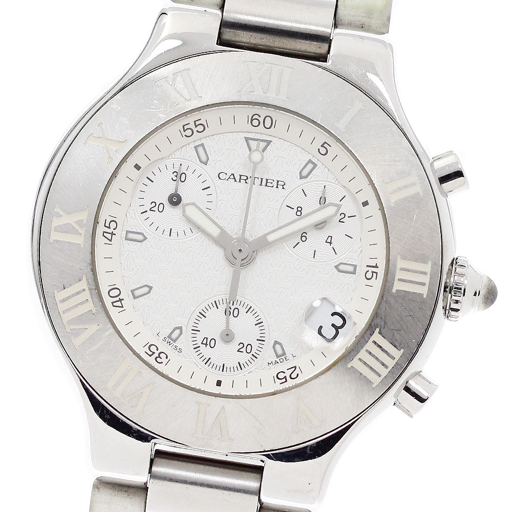 CARTIER CHRONOSCAPH W10184U2 Date Silver Dial Quartz Men's Watch_951020