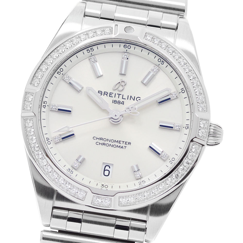 BREITLING Chronomat32 A77310 11P diamond Silver Dial Quartz Ladies Watch_951026