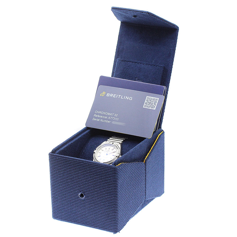 BREITLING Chronomat32 A77310 11P diamond Silver Dial Quartz Ladies Watch_951026