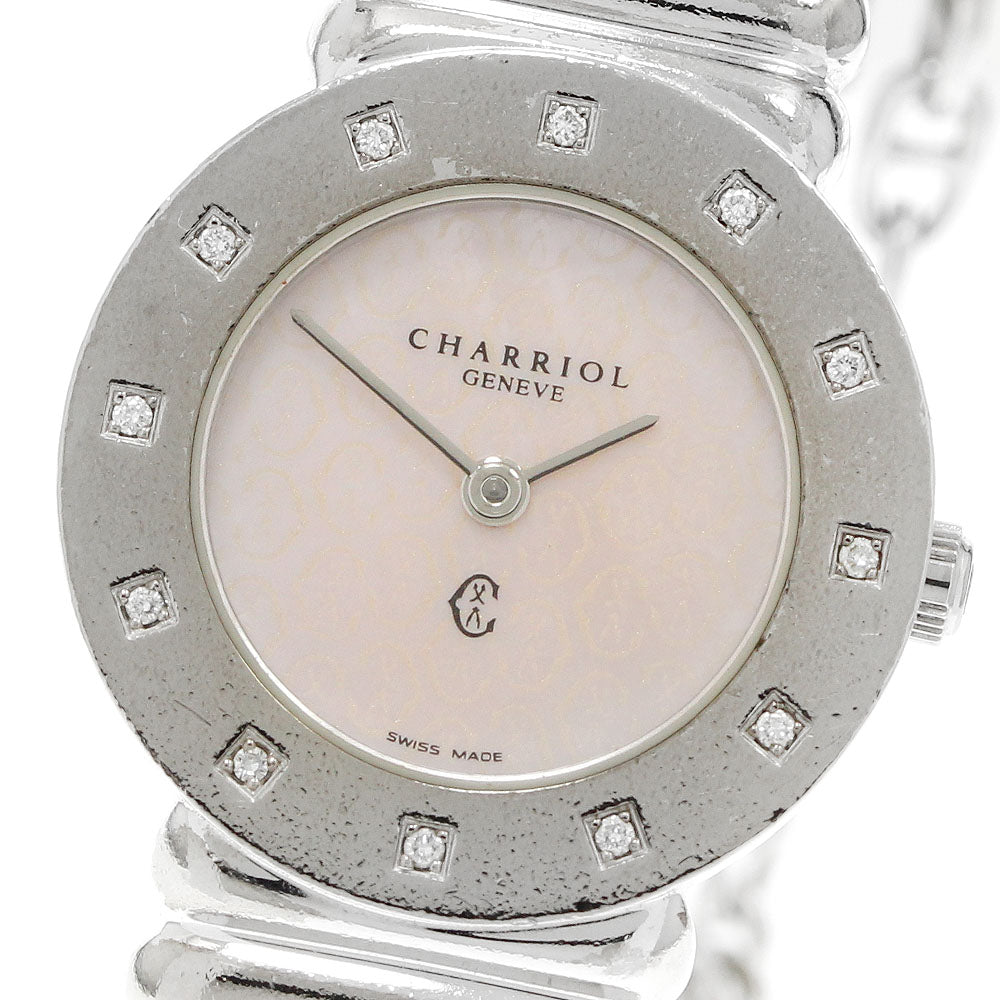 CHARRIOL Saint Tropez 0285 12P diamond Pink shell Dial Quartz Ladies Watch_951077