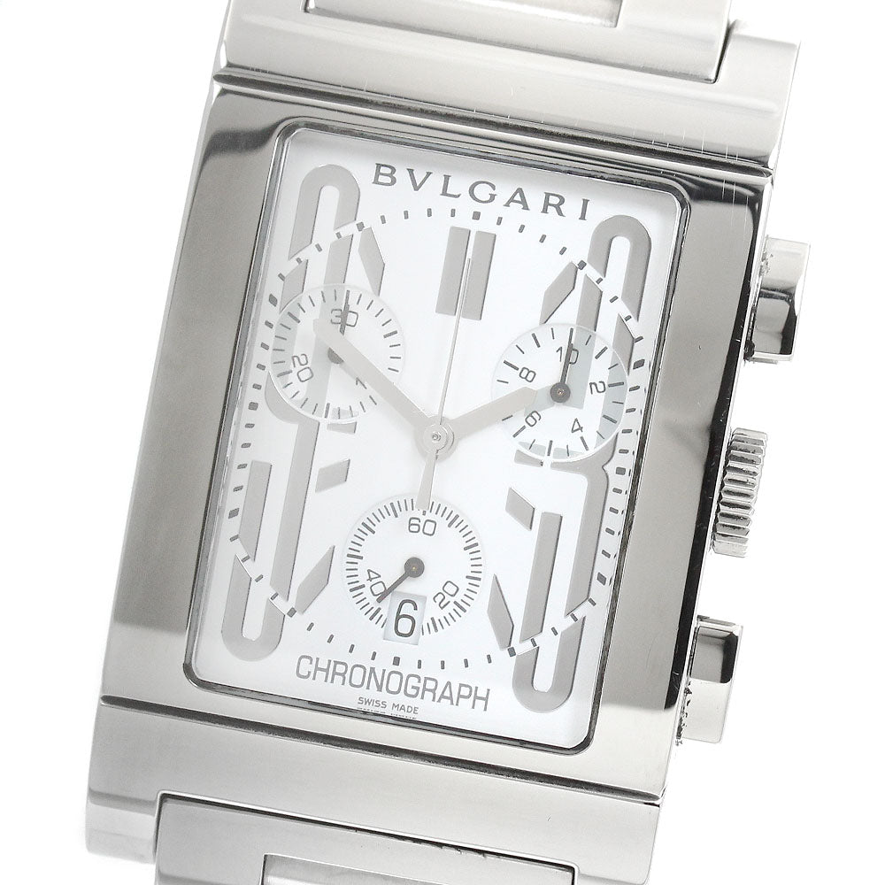 BVLGARI Rettangolo RTC49S Date Chronograph white Dial Quartz Men's Watch_951079