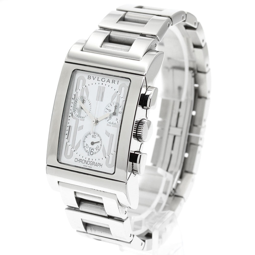BVLGARI Rettangolo RTC49S Date Chronograph white Dial Quartz Men's Watch_951079
