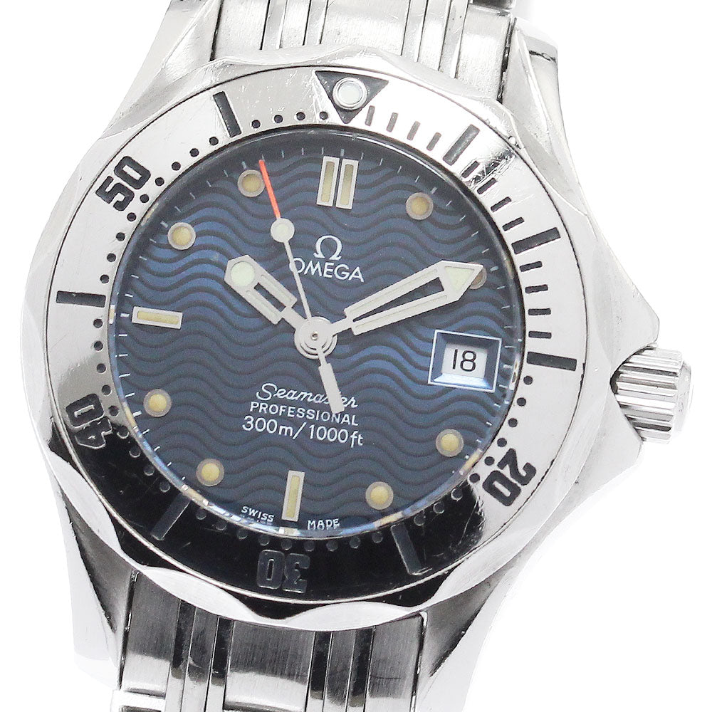 OMEGA Seamaster300 2582.80 Date Navy Dial Quartz Ladies Watch_951099