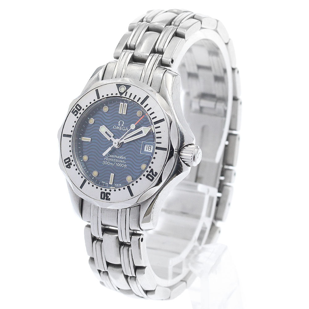 OMEGA Seamaster300 2582.80 Date Navy Dial Quartz Ladies Watch_951099