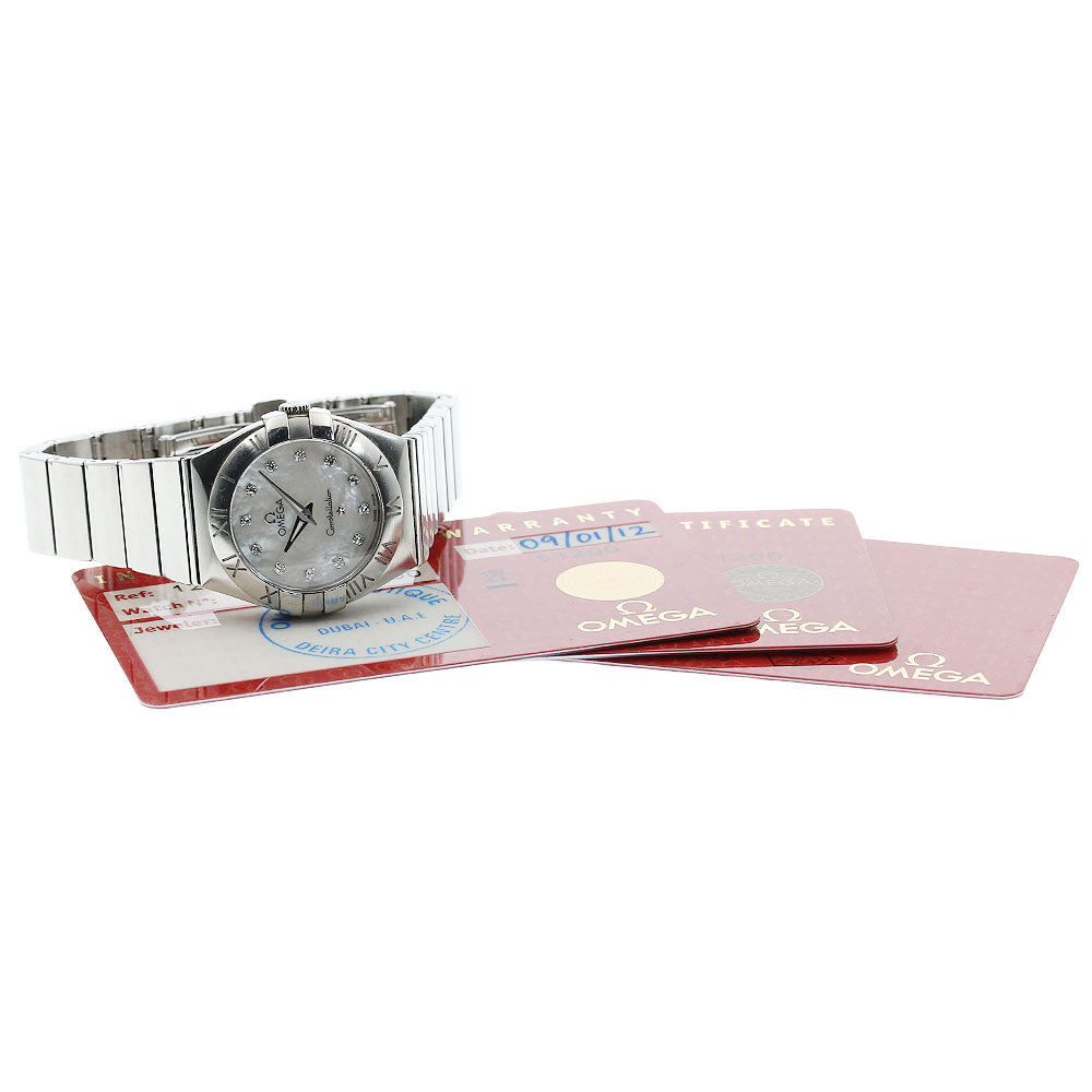 OMEGA Constellation 123.10.27.60.55.001 12P diamond White shell Dial Quartz Ladies Watch_951409