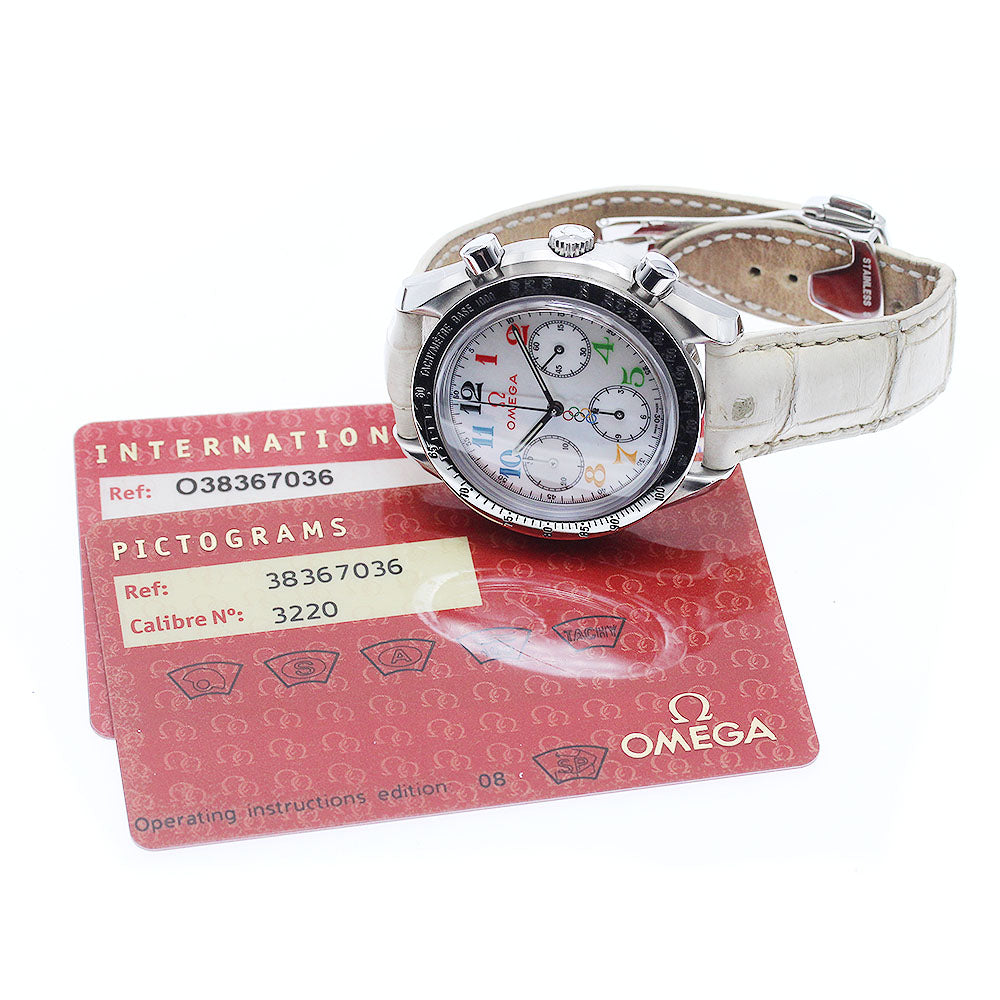 OMEGA Speedmaster Olympic Time Race Collection 3836.70.36 Chronograph White shell Dial Automatic Men's Watch_951412