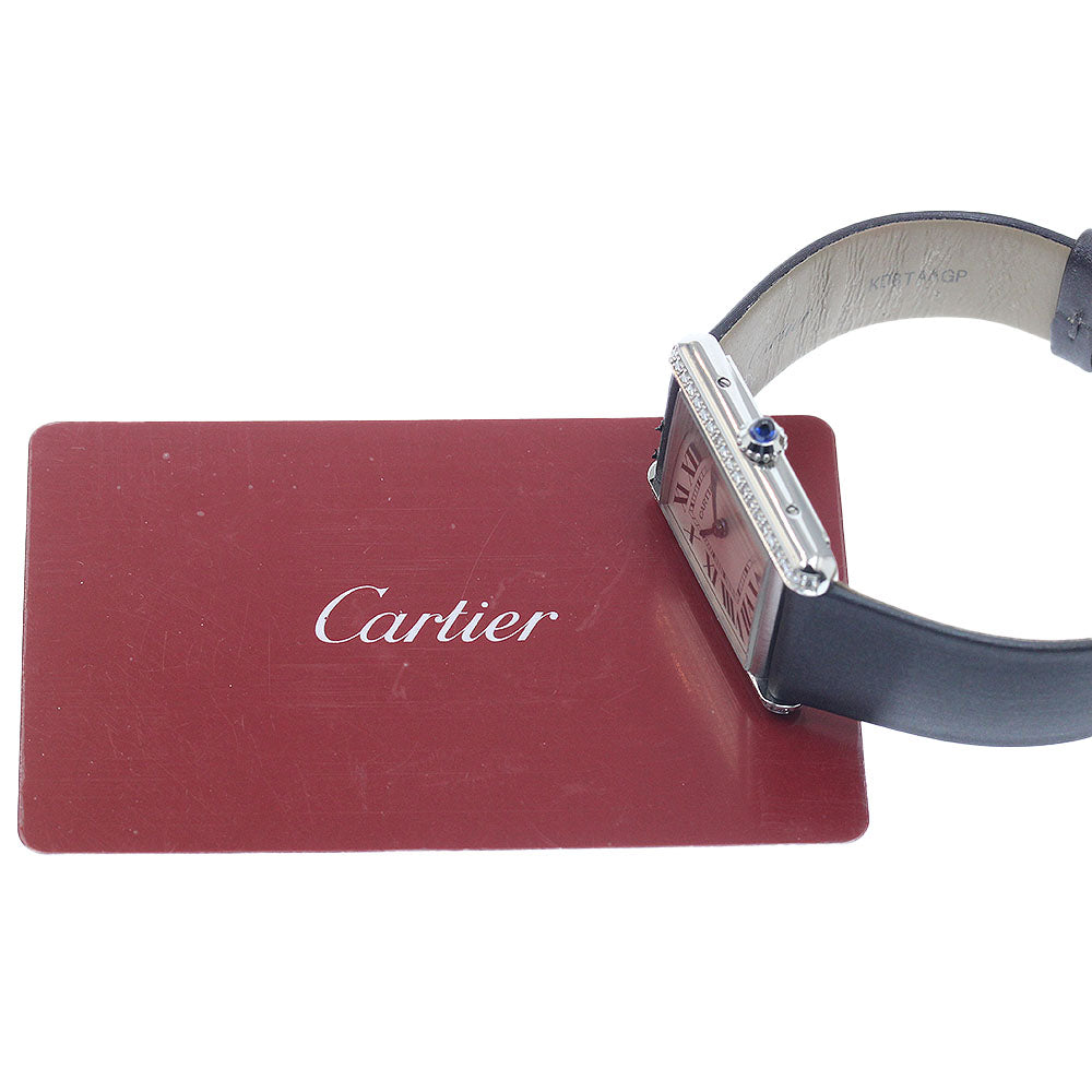 CARTIER tank mast LM W4TA0017 Diamond Bezel Quartz Ladies Watch_951511