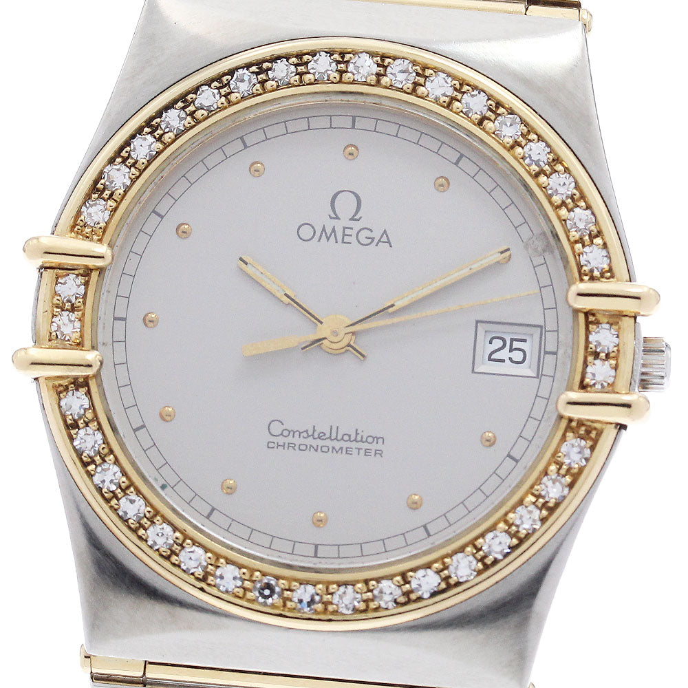 OMEGA Constellation Date diamond bezel full bar Silver Dial Quartz Men's_951687