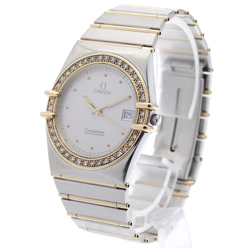 OMEGA Constellation Date diamond bezel full bar Silver Dial Quartz Men's_951687