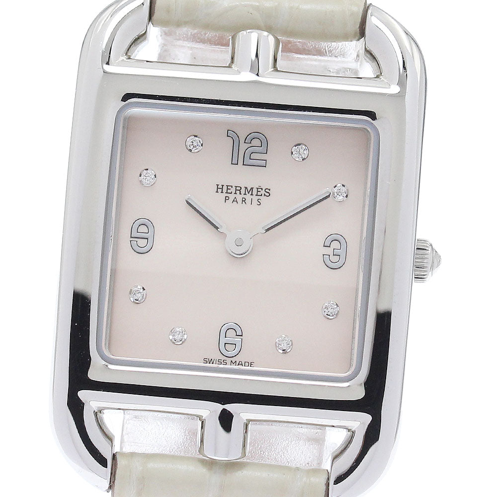 HERMES Cape Cod CC1.210c 8P diamond pink Dial Quartz Ladies Watch_951696