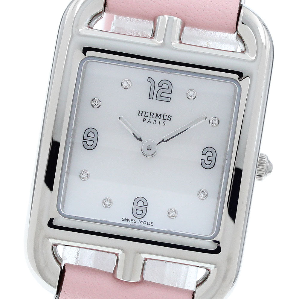 HERMES Cape Cod CC1.210a 8P diamond White shell Dial Quartz Ladies Watch_951704