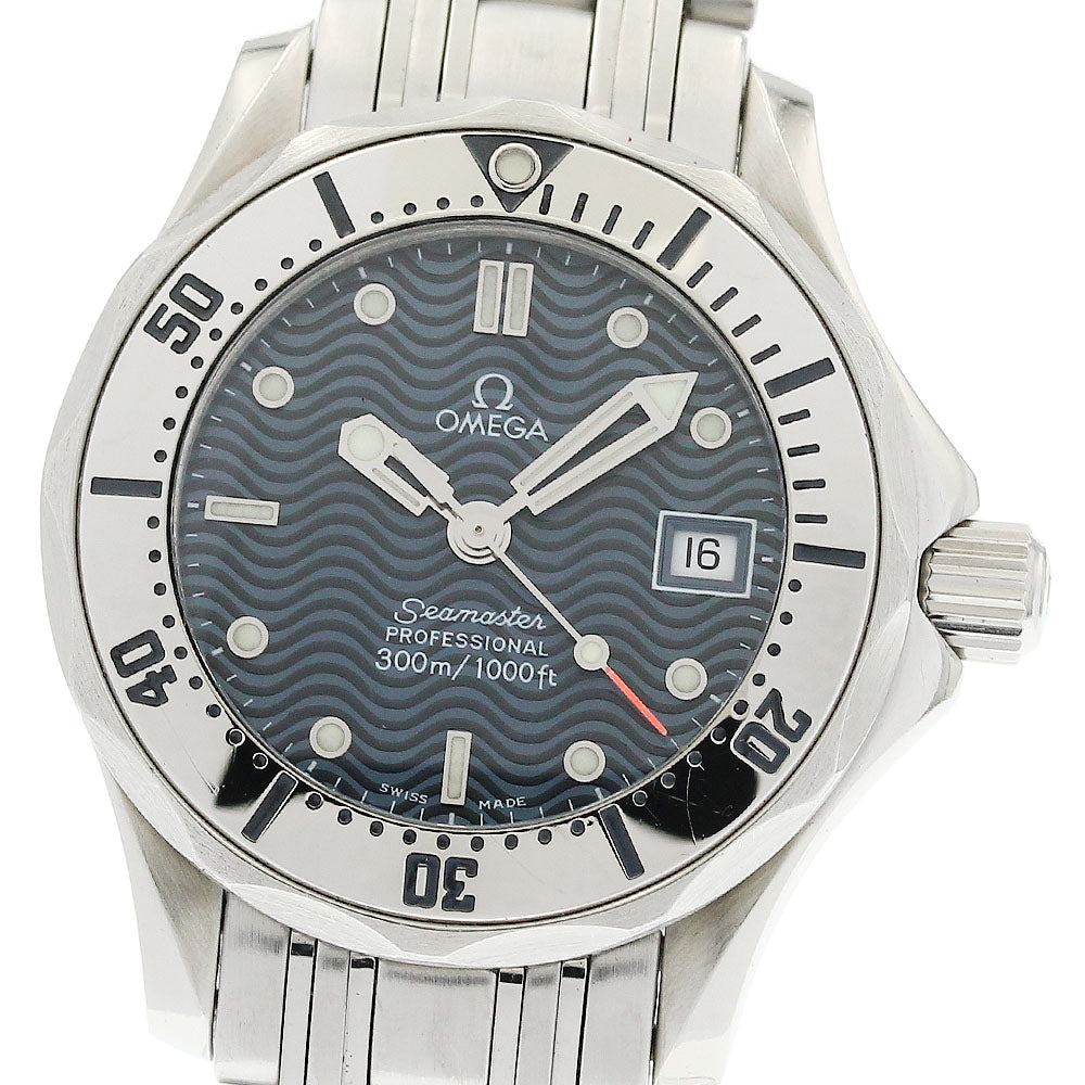 OMEGA Seamaster300 2582.80 Date Navy Dial Quartz Ladies Watch_951722
