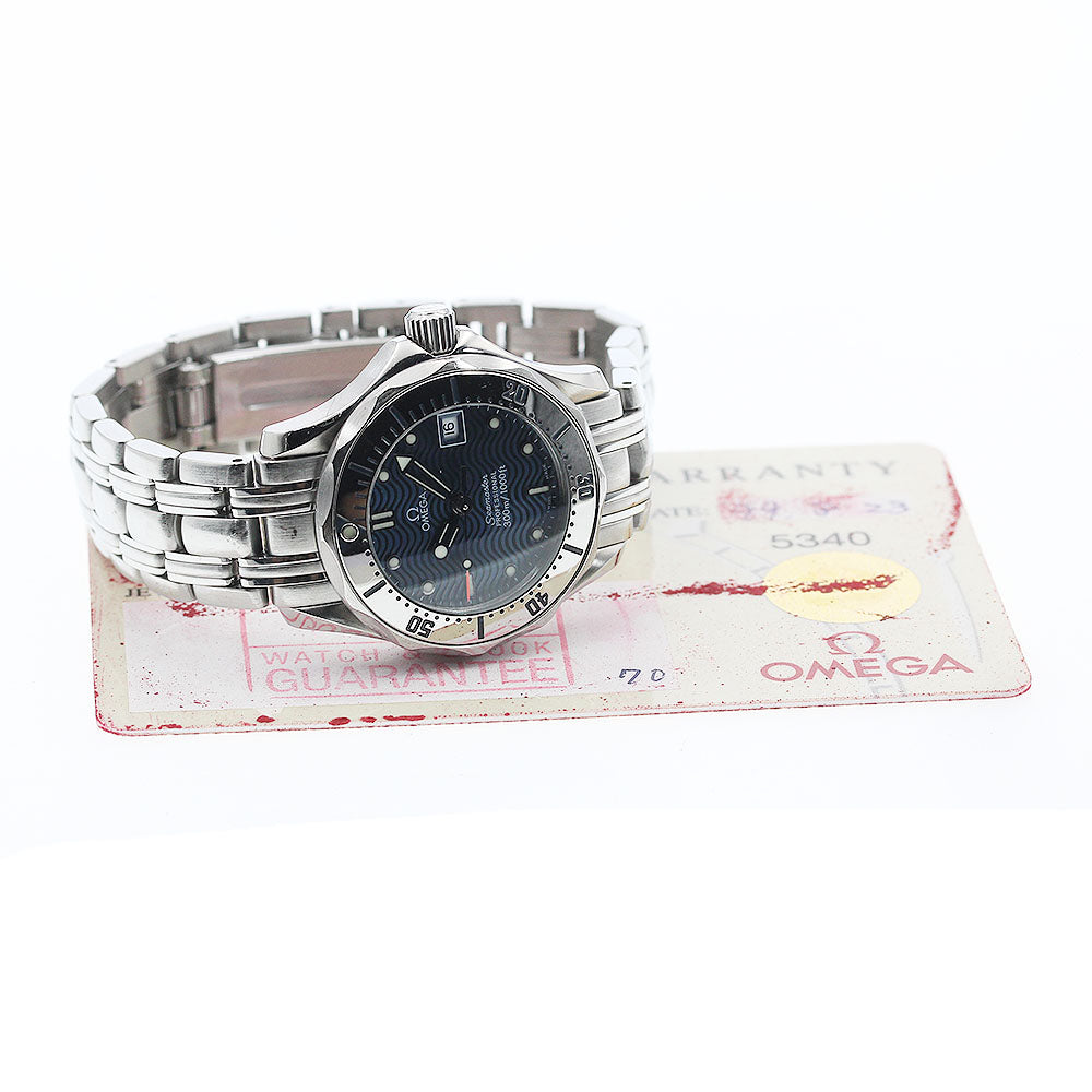 OMEGA Seamaster300 2582.80 Date Navy Dial Quartz Ladies Watch_951722