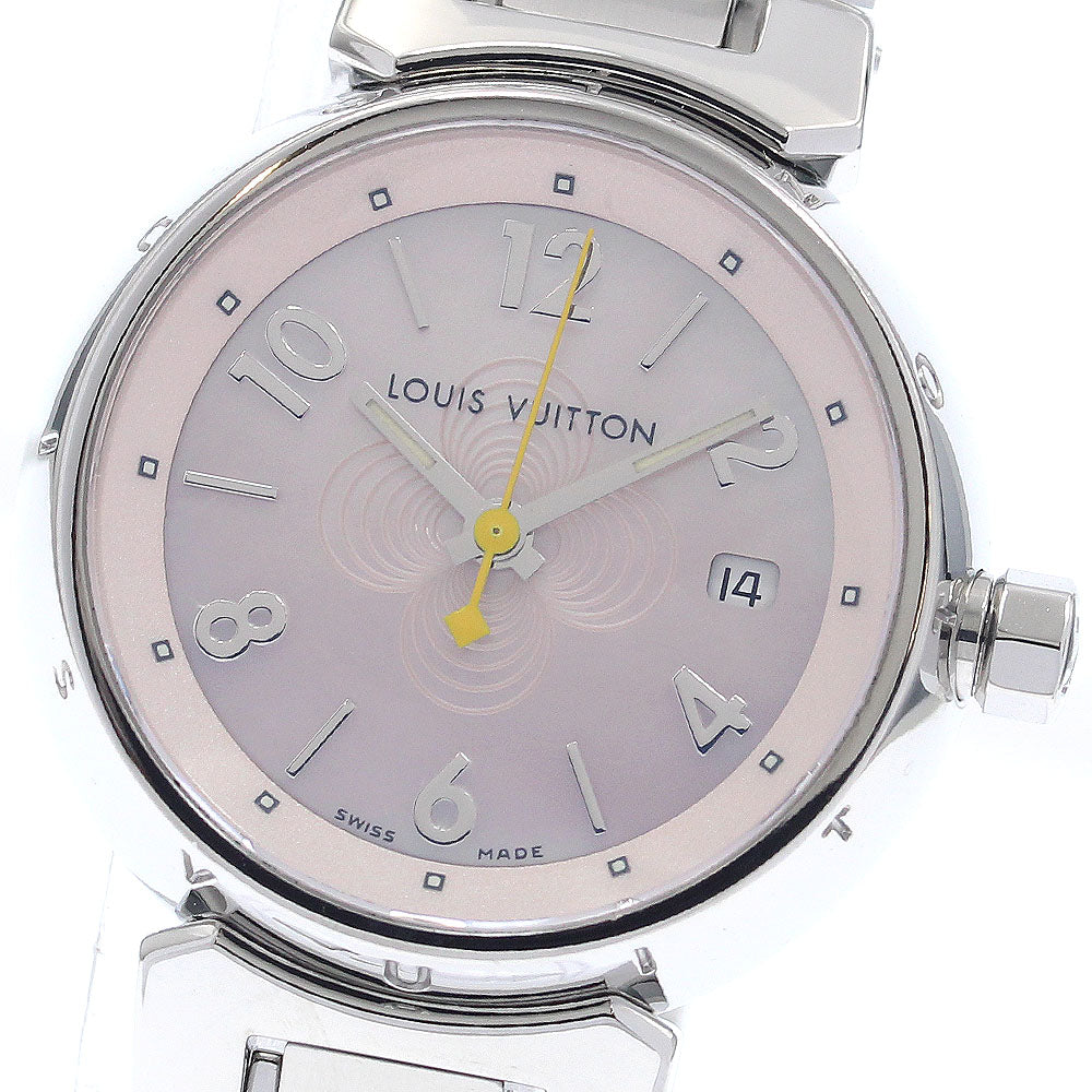 LOUIS VUITTON Tambour PM Lovely Pink Q1216 Date Pink shell Dial Quartz Ladies Watch_951811