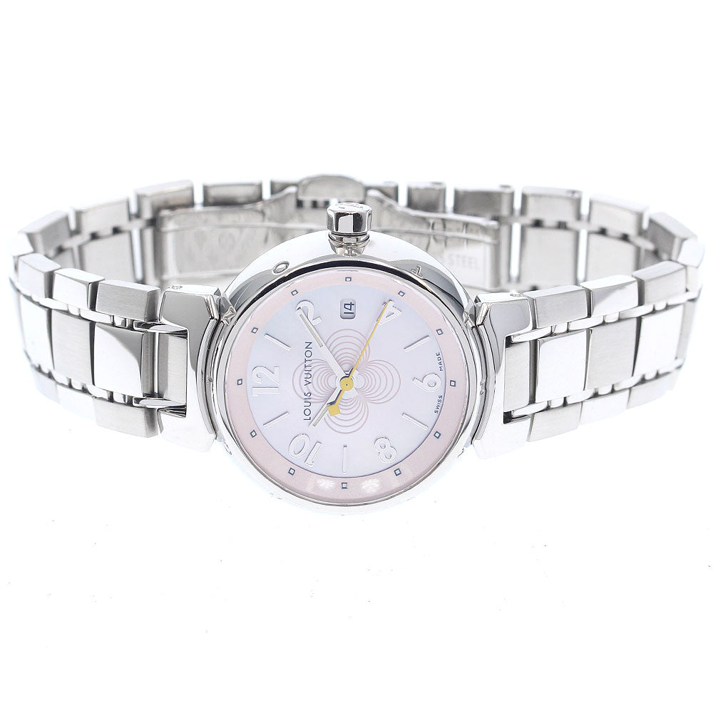 LOUIS VUITTON Tambour PM Lovely Pink Q1216 Date Pink shell Dial Quartz Ladies Watch_951811