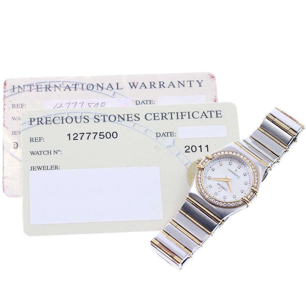 OMEGA Constellation 1277.75 12P diamond bezel White shell Dial Quartz Ladies Watch_951813