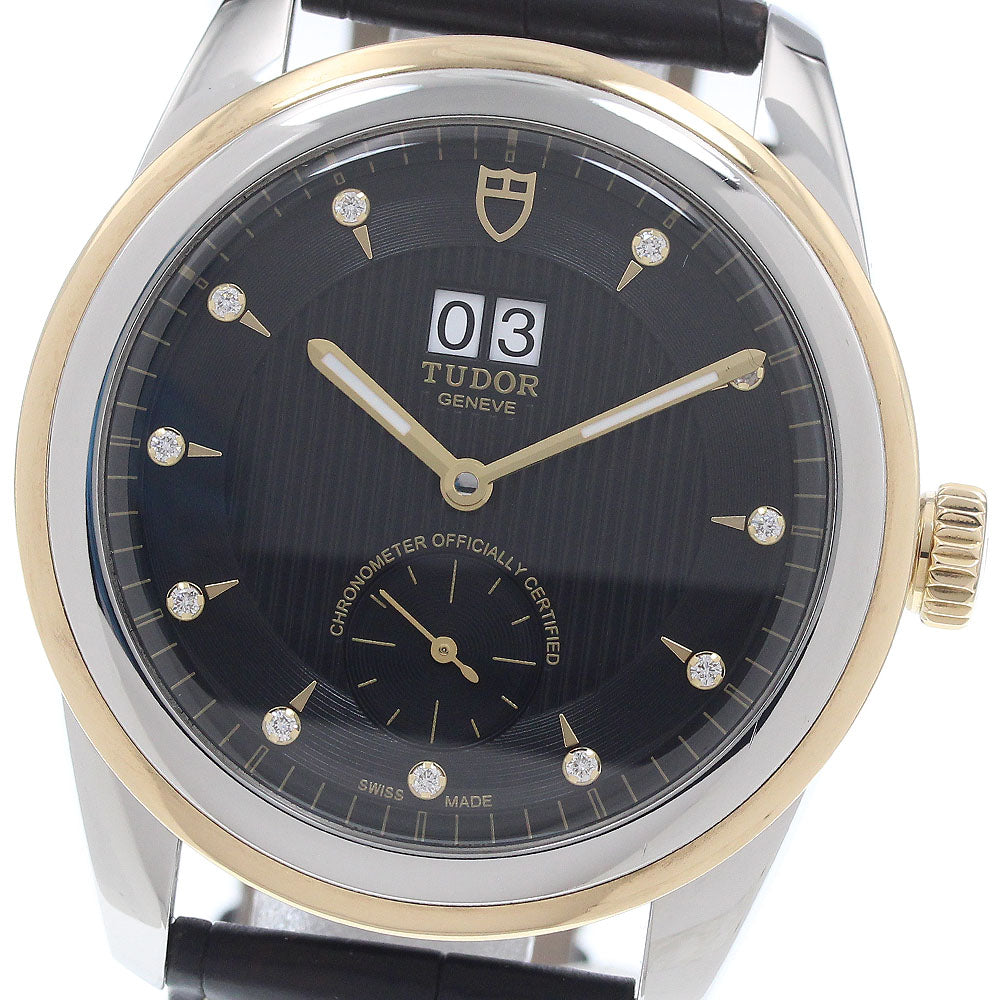 TUDOR Glamor Double Date 57103 11P diamond black Dial Automatic Men's Watch_952023