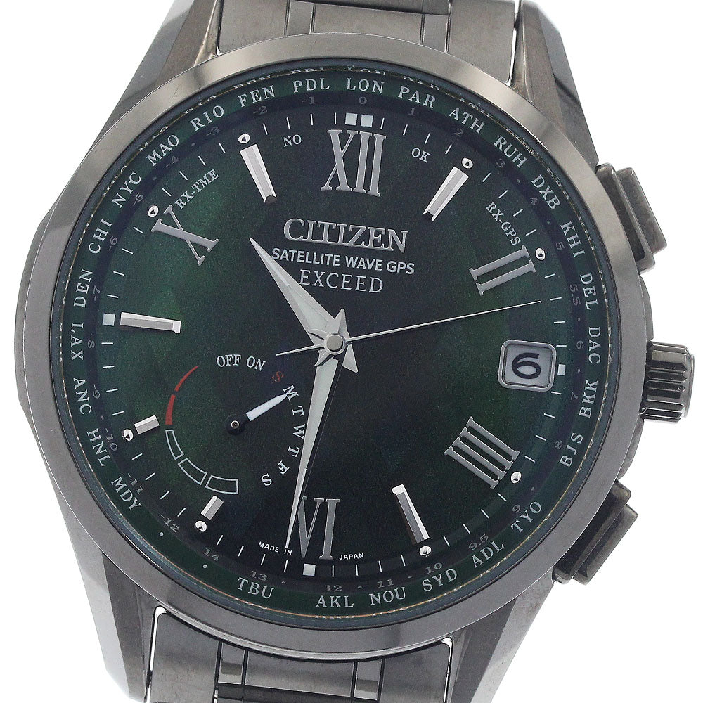CITIZEN Exceed CC3057-57W Satellite Wave GPS Solar Powered Radio Men's_952316