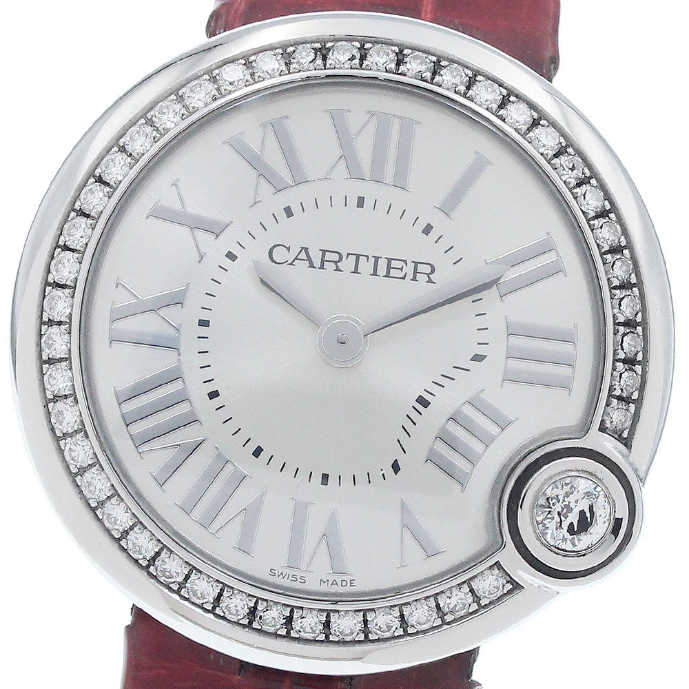 CARTIER Baron Blanc de Cartier W4BL0003 Diamond Bezel Silver Dial Quartz Ladies Watch_952367