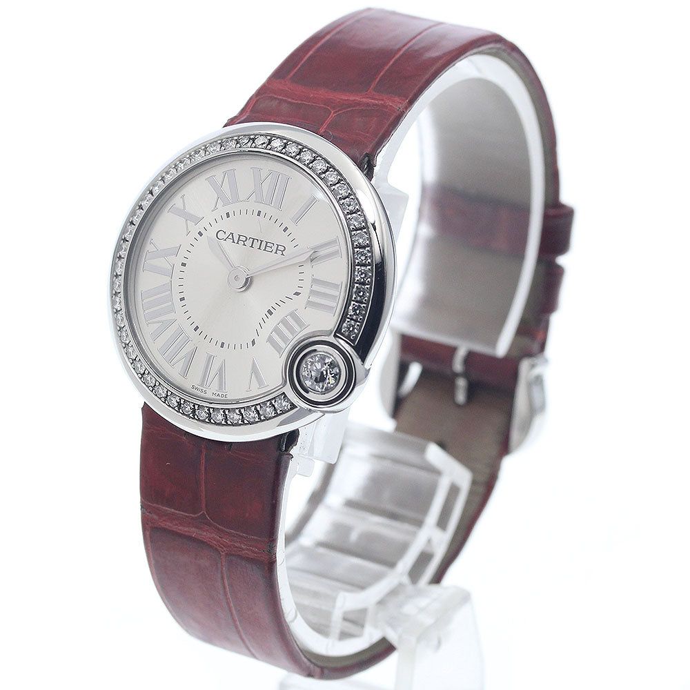 CARTIER Baron Blanc de Cartier W4BL0003 Diamond Bezel Silver Dial Quartz Ladies Watch_952367